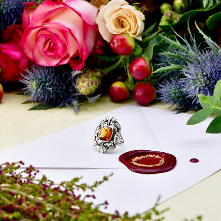 The Antique Arts & Crafts Blooming Citrine Ring - Antique Jewellers