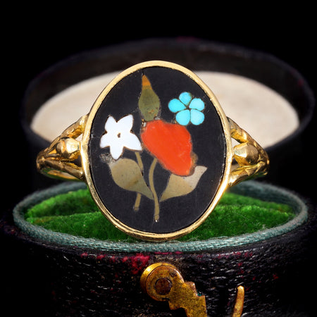 The Antique Georgian Pietra Dura Gemstone Ring