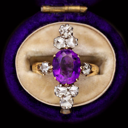 The Antique Amethyst and Rose Cut Diamond Ring - Antique Jewellers