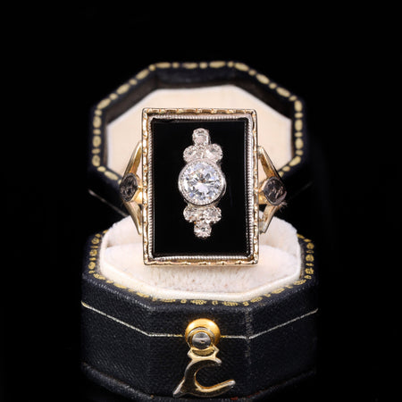 The Vintage Black Onyx and Diamond Ring