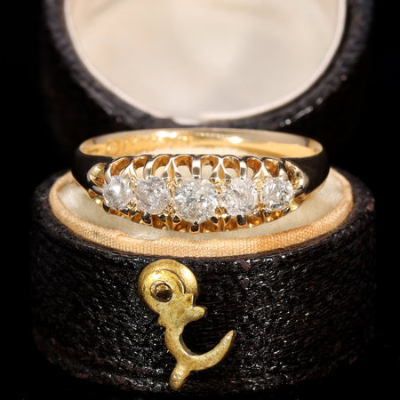 The Antique 1912 Old Cut Diamond Classic Boat Ring - Antique Jewellers