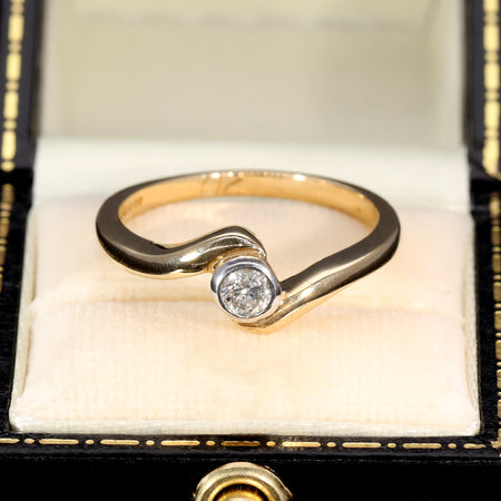 The Vintage Solitaire Brilliant Cut Diamond Twist Ring - Antique Jewellers