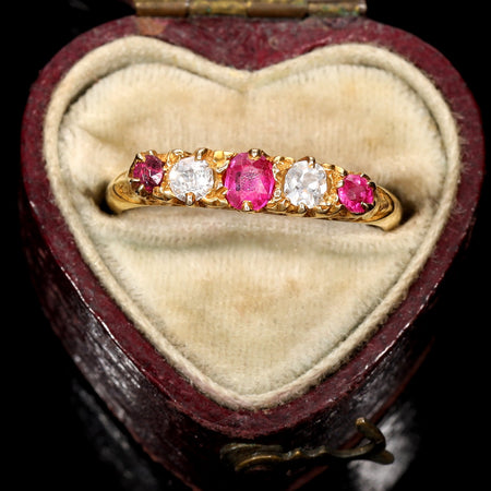 The Antique 1915 Ruby and Diamond Scroll Ring