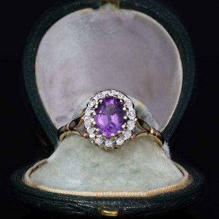 The Vintage 1992 Amethyst and Diamond Cluster Ring