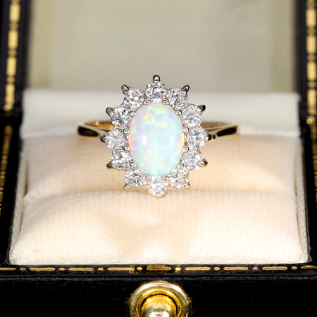 The Vintage Synthetic Opal and Paste Cluster 9ct Gold Cluster Ring