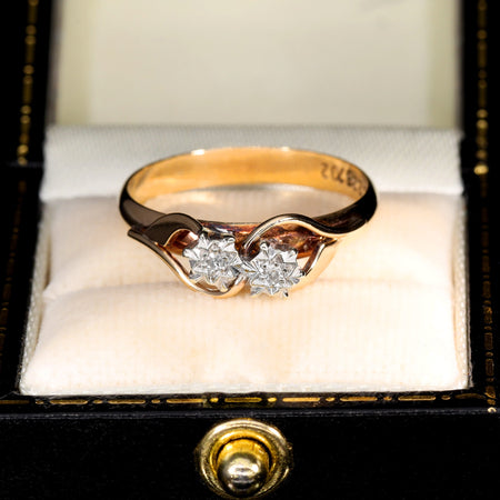 The Vintage Two Eight Cut Diamond Crossover Ring