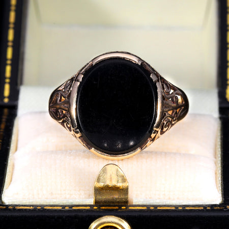 The Vintage Onyx Signet Scrollwork Ring