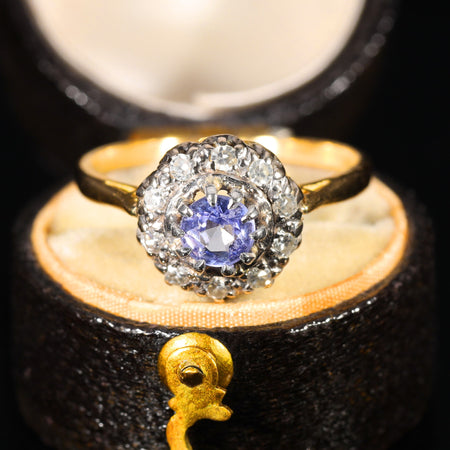 The Vintage Tanzanite and Diamond Cluster Ring