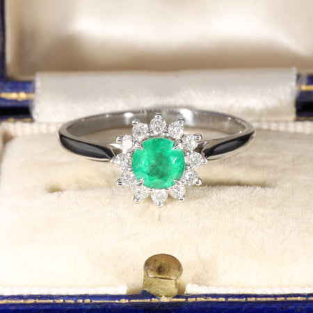 The Vintage Emerald and Diamond Vibrant Cluster Ring
