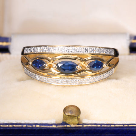 The Vintage Three Sapphire and Diamond Glamour Ring