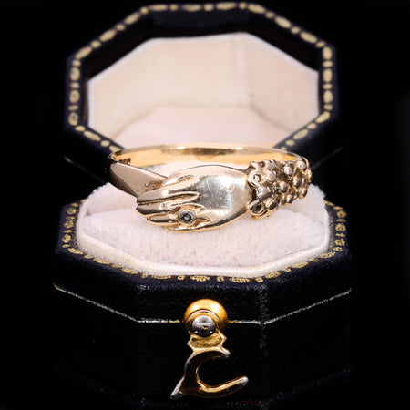 The Vintage 9ct Gold Diamond And Hand Ring