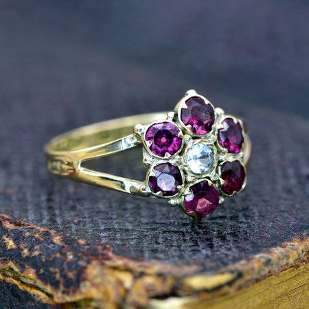 The Antique Victorian 1857 Four Shoulder Garnet Ring - Antique Jewellers