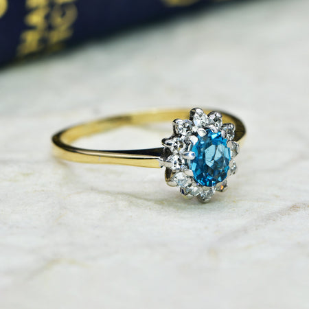 The Vintage 9ct Topaz and Diamond Ring - Antique Jewellers