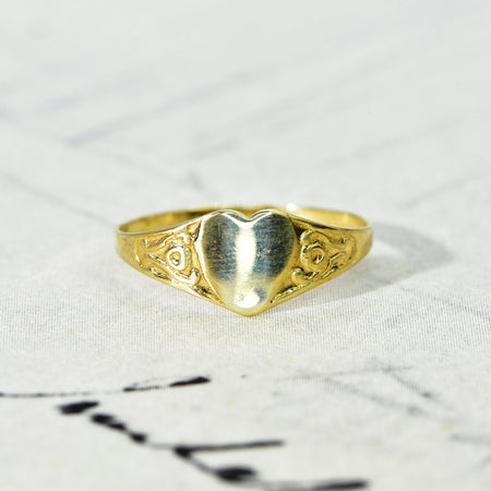 The Vintage Heart With Ornate Shoulders Signet Ring - Antique Jewellers