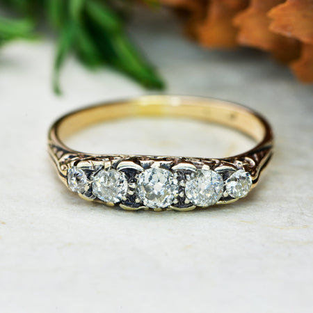 The Antique Baroque Old Mine Cut Five Diamond Ring - Antique Jewellers