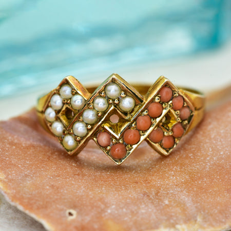 The Rare Antique Victorian 1875 Oceanic Crosshatch Ring - Antique Jewellers