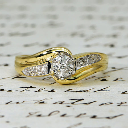 The Contemporary Diamond 9ct Gold Diamond Ring - Antique Jewellers
