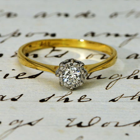 The Vintage Illusion Set Brilliant Cut Diamond Solitaire Ring - Antique Jewellers