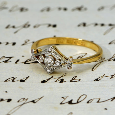 The Antique Art Deco Ornate Nine Diamond Ring - Antique Jewellers