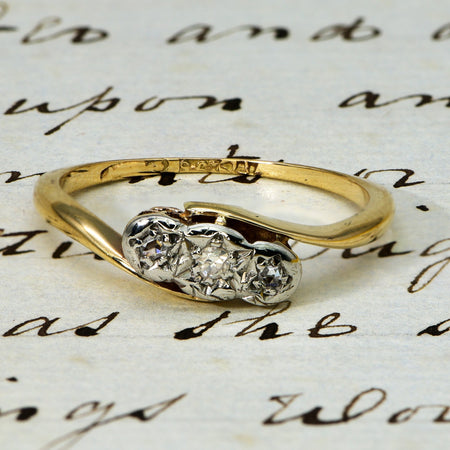 The Vintage Three Diamond 9ct Ring - Antique Jewellers