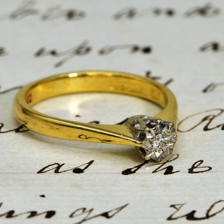 The Vintage 1982 18ct Gold Diamond Solitaire Ring - Antique Jewellers