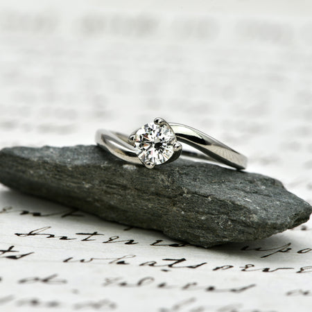 The Contemporary Elegant Swirl Brilliant Cut Diamond Ring - Antique Jewellers