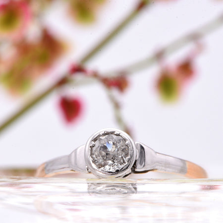 19th Century Illusion Set Solitaire Engagement Ring, Antique Victorian (1896), 22ct Gold, 0.31ct, N½ - Antique Jewellers