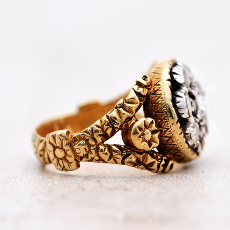 The Georgian Rose Cut Ornate Fidget Engagement Ring - Antique Jewellers