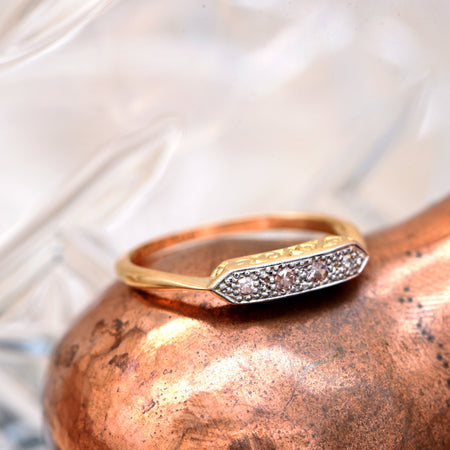 The Vintage Raised Flourish Diamond Ring - Antique Jewellers