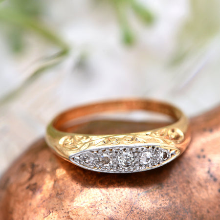 The Vintage Star Stamp Five Diamond Ring - Antique Jewellers