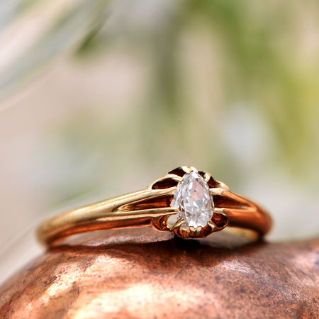 The Antique 1920 Pear Drop Solitaire Diamond Ring - Antique Jewellers
