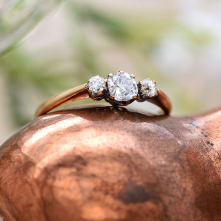 The Antique 1902 Diaphanous Three Stone Diamond Ring - Antique Jewellers