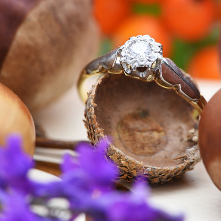 The Vintage Shaped Shoulders Decorative Set Diamond Solitaire Ring - Antique Jewellers