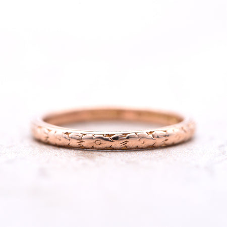 The 1947 Floral Engraved Vintage Gold Wedding Band - Antique Jewellers
