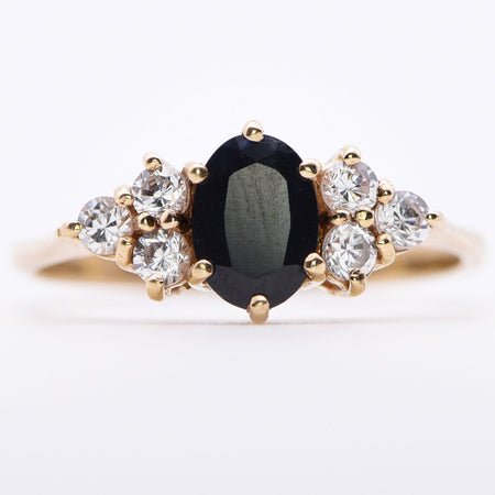 The Forget-Me-Not Deep Sapphire and White Stones Ring - Antique Jewellers