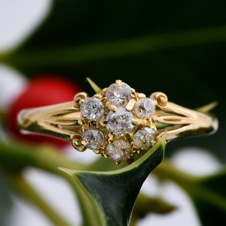 The Romantic Era Antique Victorian 1837 Diamond Cluster Ring - Antique Jewellers