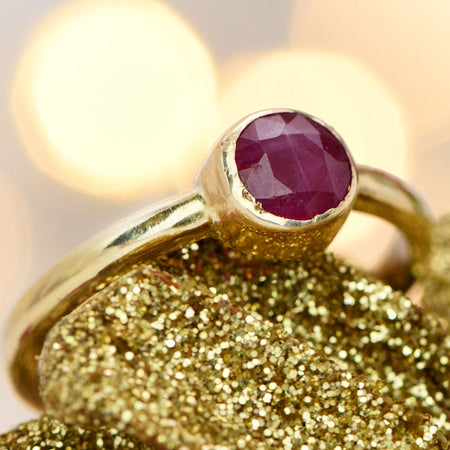 The Vintage 1979 Mixed Cut Ruby Solitaire Ring - Antique Jewellers