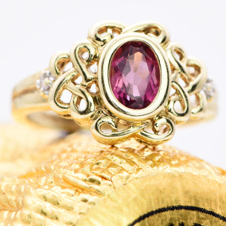 The Celtic Love Knot Entwined Pink Ruby and Diamond Ring - Antique Jewellers