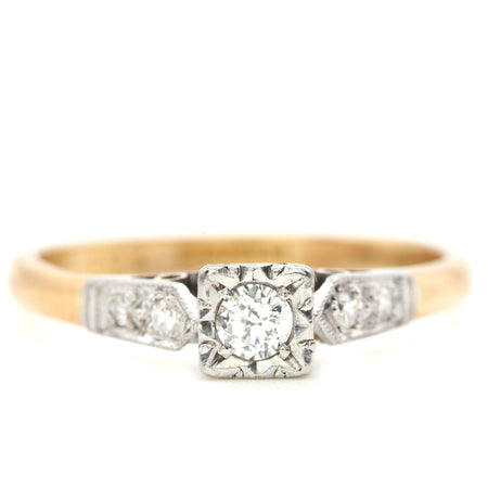 The Vintage Square Set Diamond Ring - Antique Jewellers