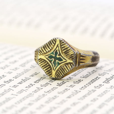 The Crusaders Era Star of Bethlehem Wearable Gold Gilded Silver Ring - Antique Jewellers