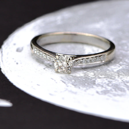 The Sparkle Shouldered White Gold Diamond Ring - Antique Jewellers