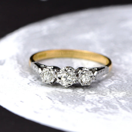 The Vintage Three Stone Illusion Set Ring - Antique Jewellers