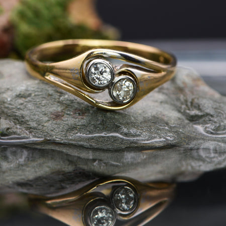 The Vintage Bezel Set Paired Diamond Twist Ring - Antique Jewellers