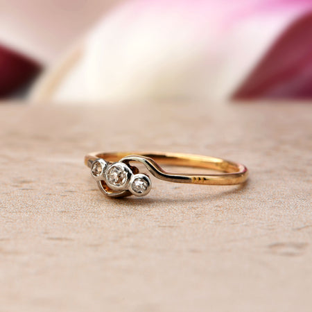 The Vintage Bezel Set Trio Diamond Ring - Antique Jewellers