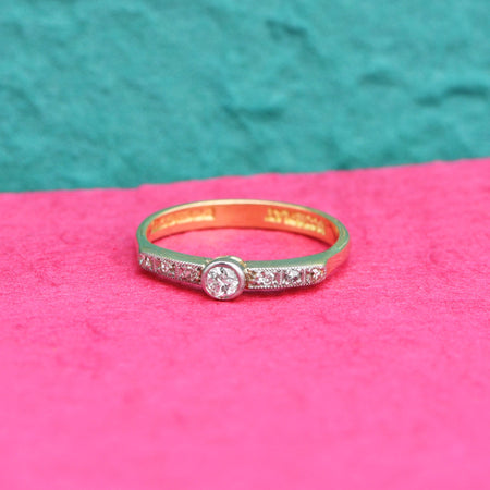 The Vintage 1975 Seven Diamond Bezel Set Diamond Ring - Antique Jewellers