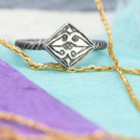 The Viking Age Runic Symbol Silver Twisted Ring - Antique Jewellers