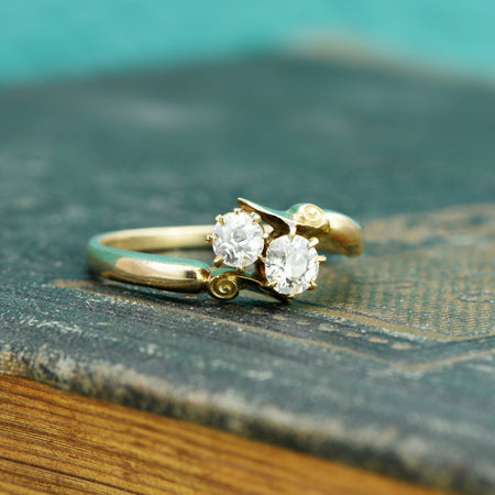The Antique Old European Cut Diamond Toi Et Moi Ring - Antique Jewellers