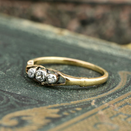 The Antique Three Diamond Bezel Set Ring - Antique Jewellers