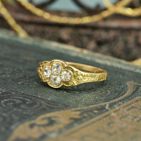 The Late Victorian Spencer of Charlotte 1892 Four Diamond Memory Ring - Antique Jewellers