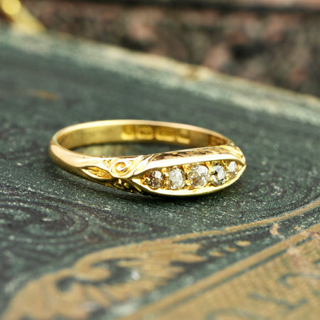 The Antique Edwardian 1907 Five Diamond Gold Ring - Antique Jewellers